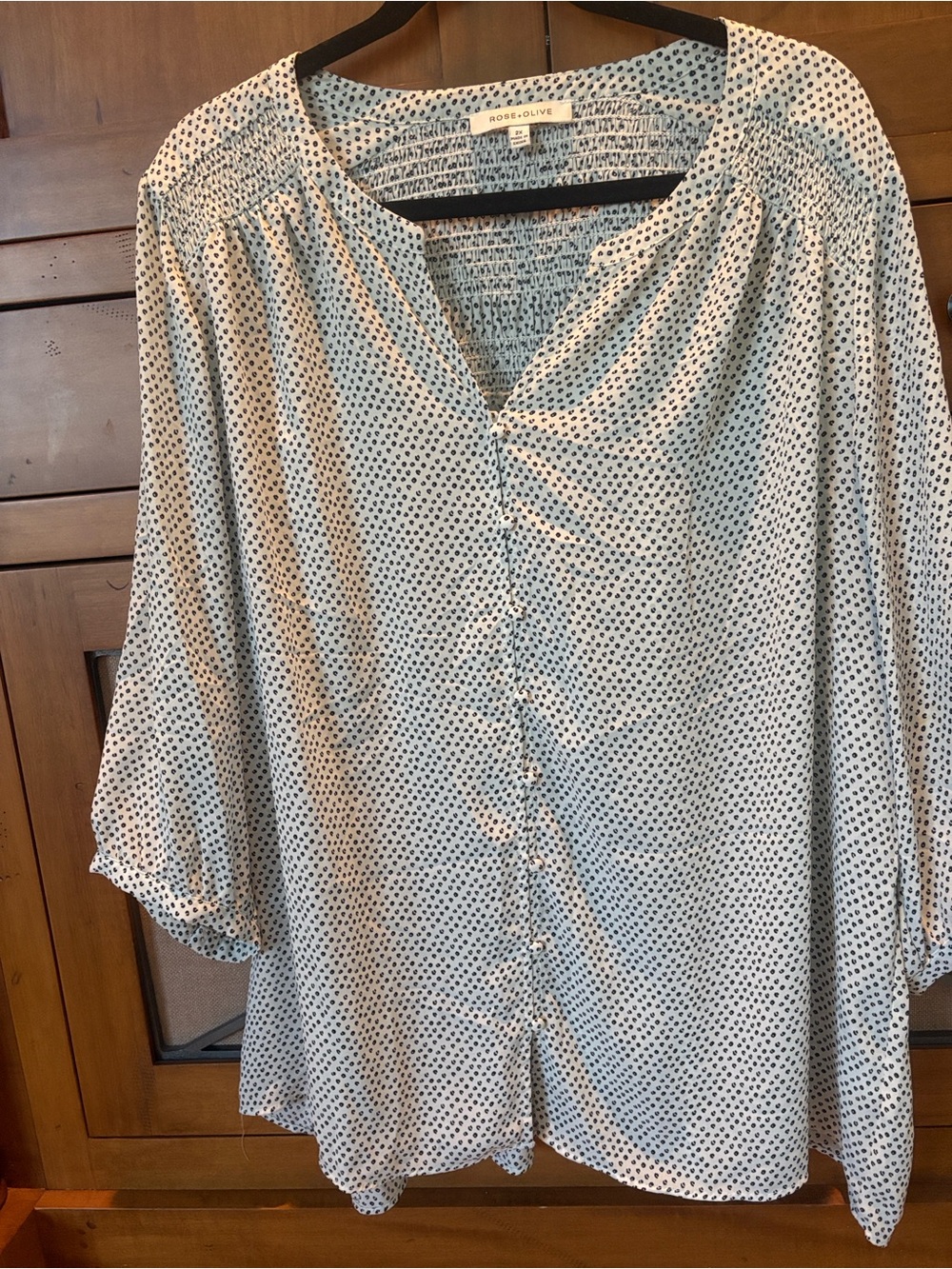 Rose & Olive White Blouse with Black Polka Dots